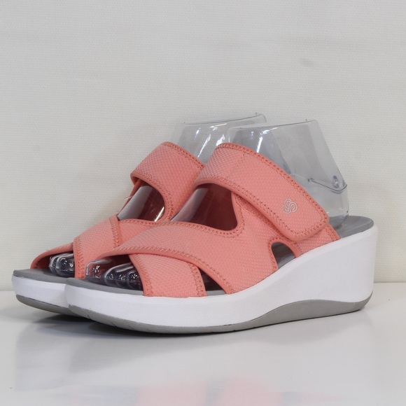 Cloudsteppers by Clarks Women's Coral Peach Step Cali Wave Wedge Sandals NWOT - Picture 7 of 9